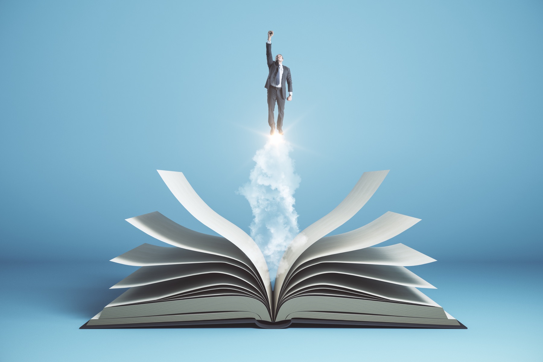 An open book with its pages turning