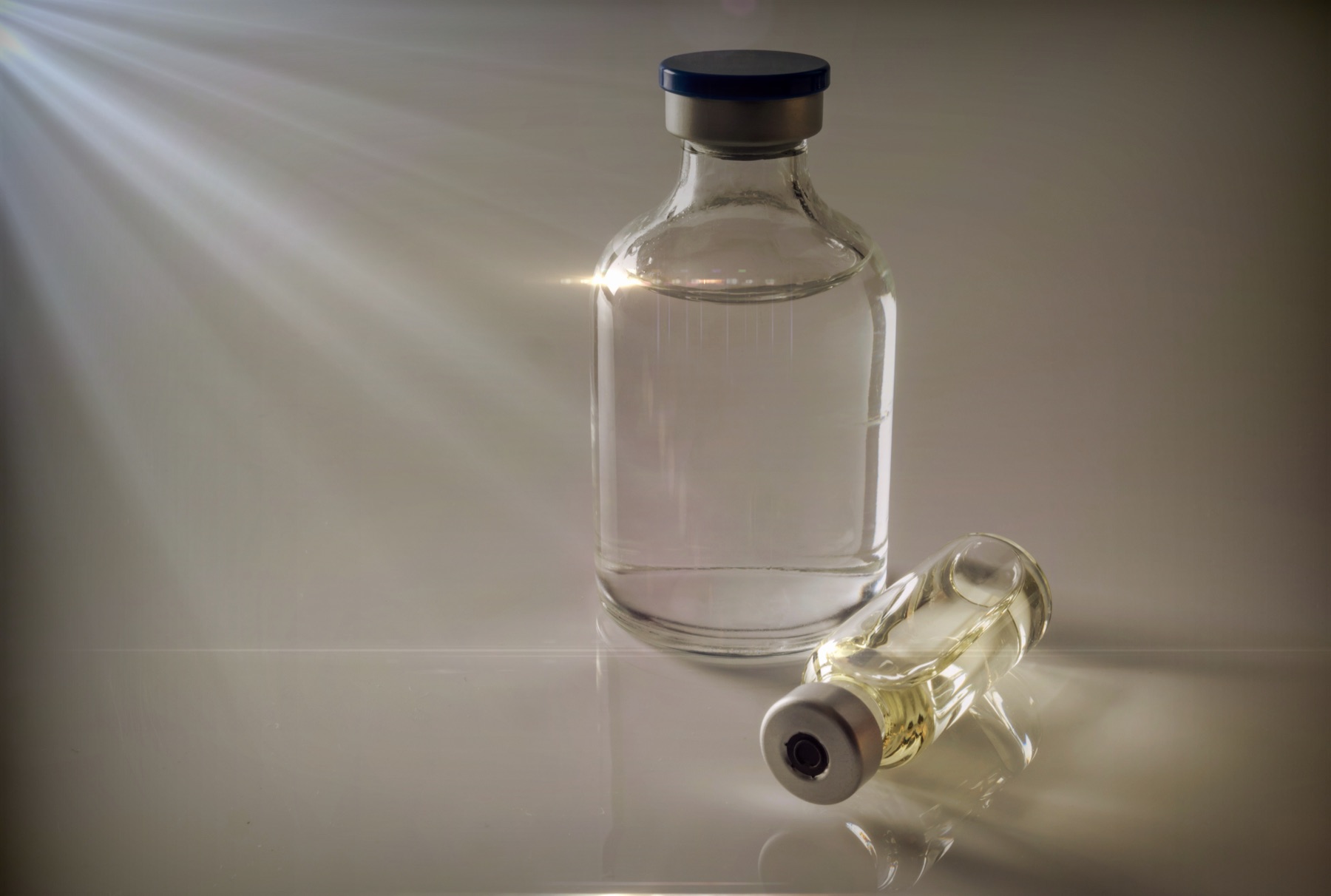 Pharmaceutical vials on a laboratory production line