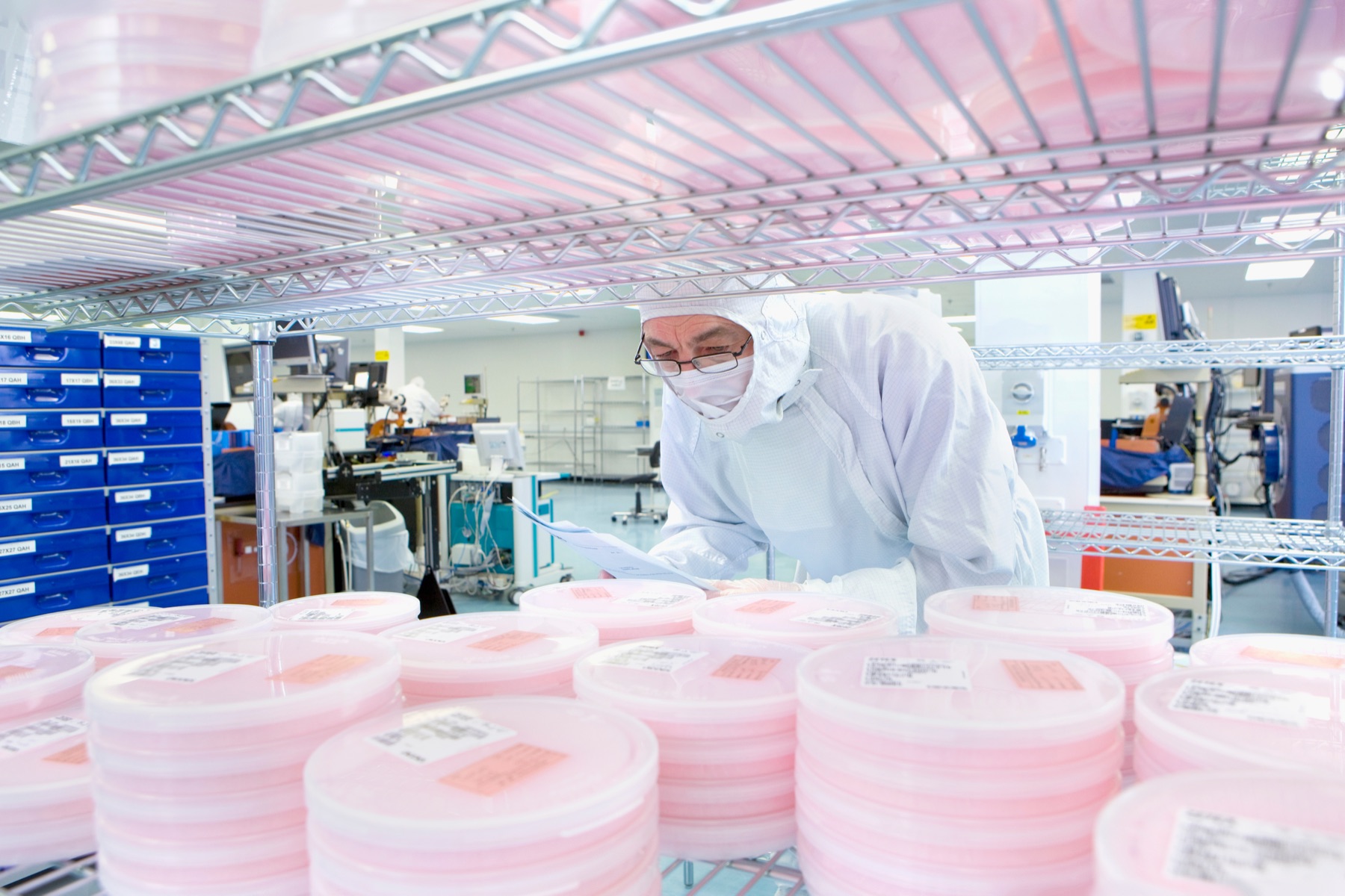 Image sensor wafer under inspection in a semiconductor fabrication facility
