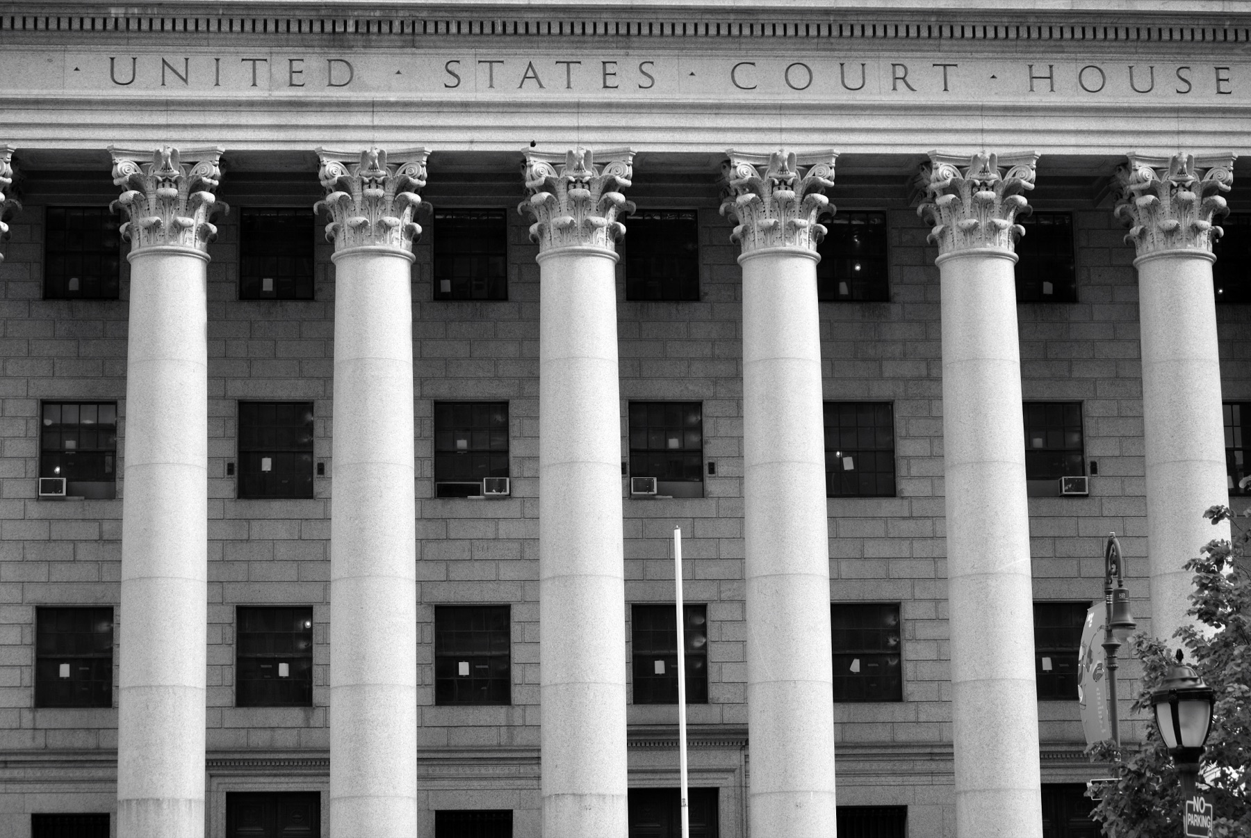 The marble facade and columns of the United States Supreme Court building