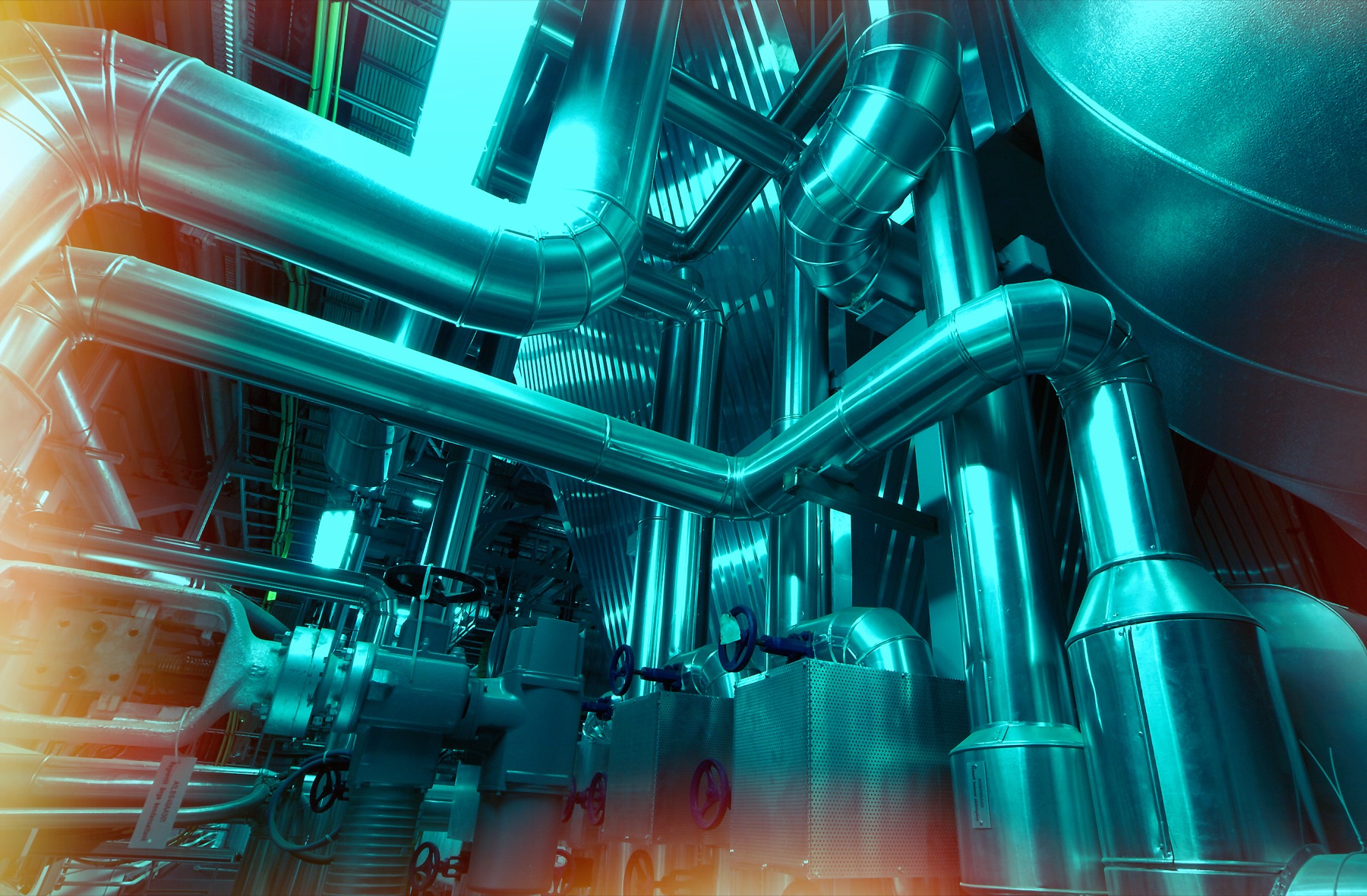 Industrial chemical reactor vessels and piping at a rubber resin plant