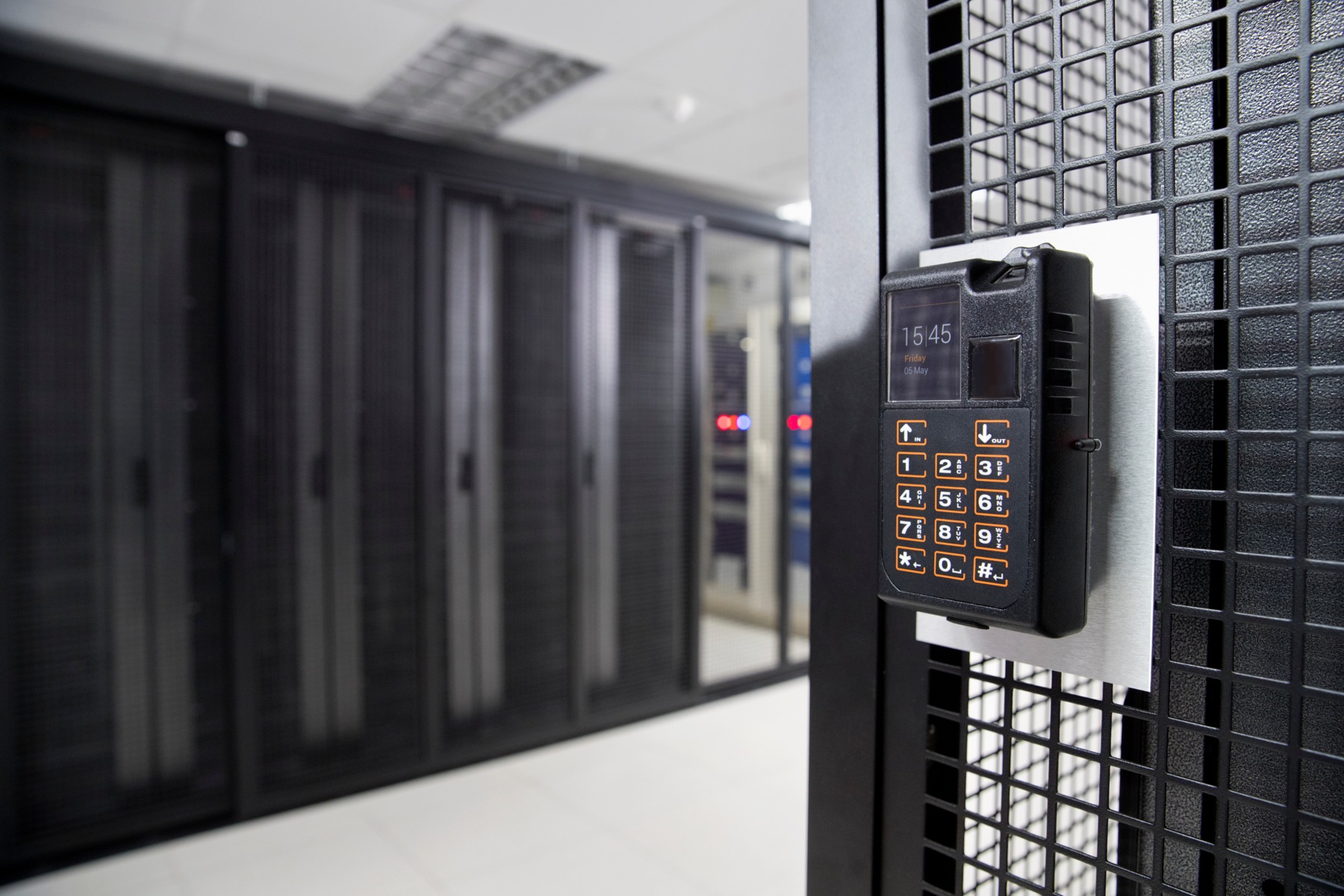 A secured server room with badge access in a software company